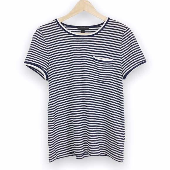 J. Crew Tops - J.Crew Blue & White Stripe Nautical T-Shirt Medium